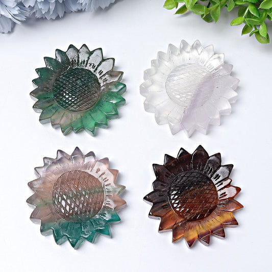 2.6" Fluorite Sun Flower Crystal Carvings Plants BulkBest Crystal Wholesalers