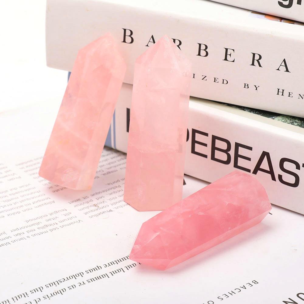 Set of 3 Rose Quartz Towers Points Bulk Best Crystal Wholesalers