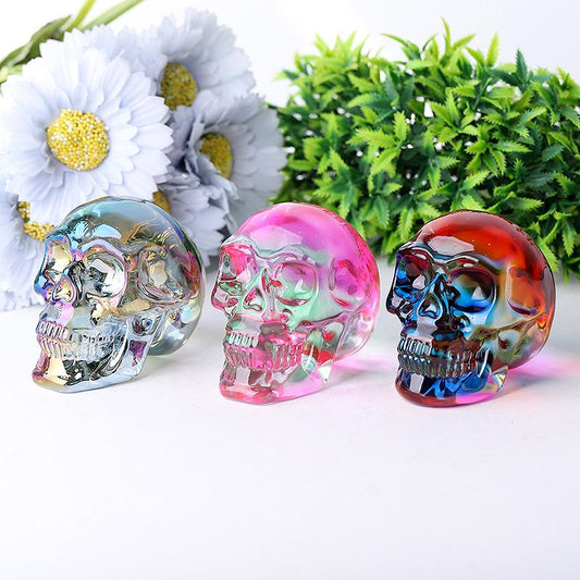 3" Aura Glass Skull Crystal Carvings Best Crystal Wholesalers