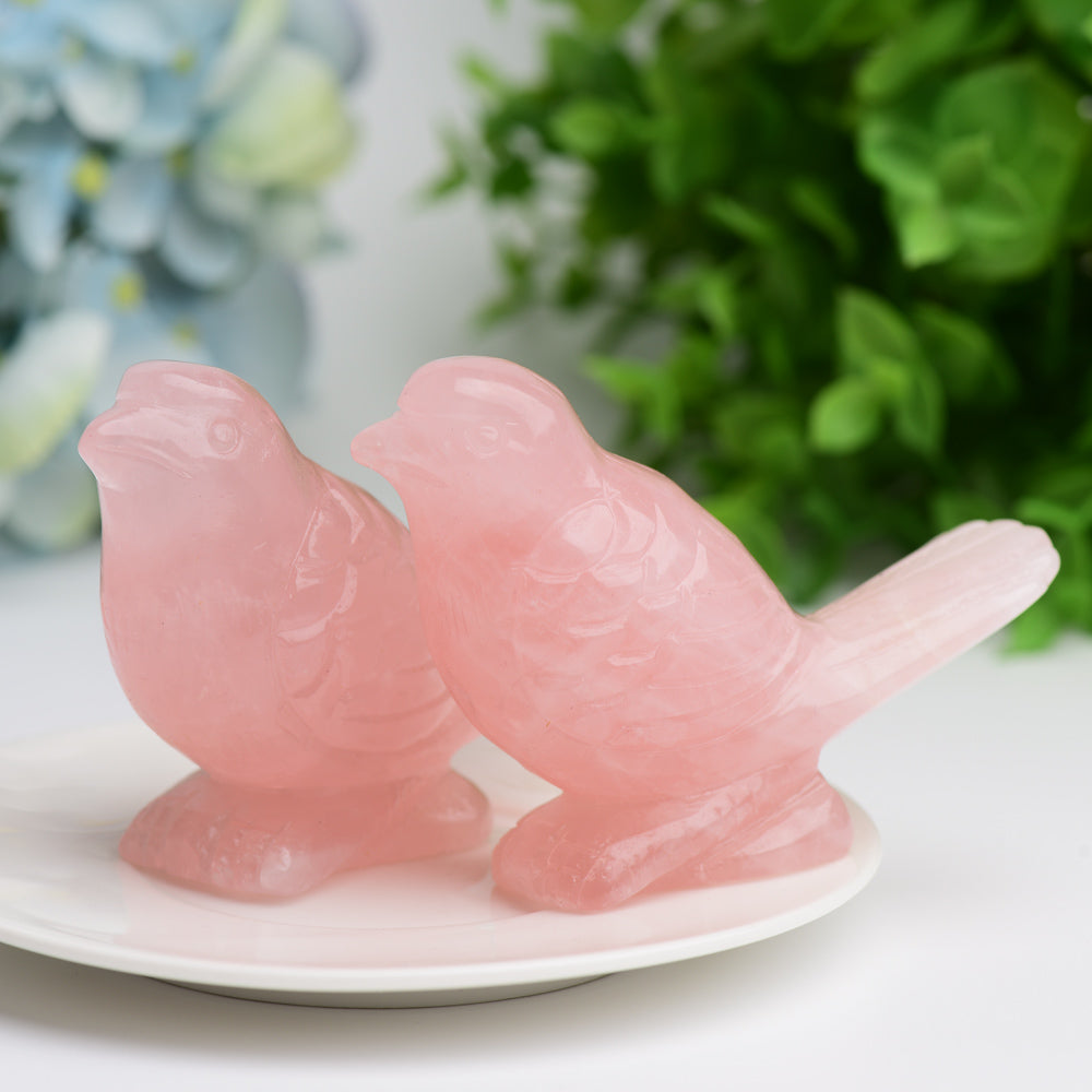 3.5" Rose Quartz Bird Crystal Carving Bulk WholesaleBest Crystal Wholesalers