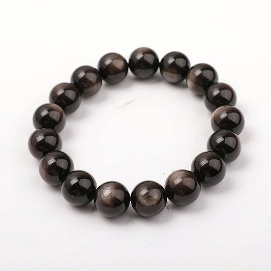 12mm Silver Obsidian Bracelet Best Crystal Wholesalers