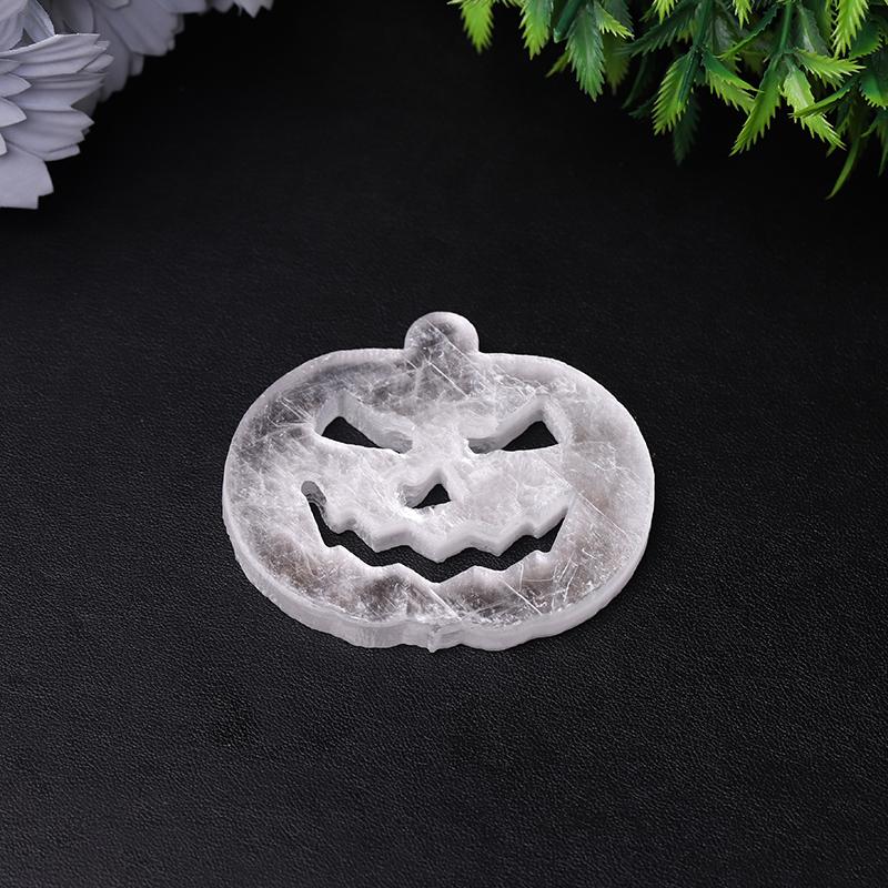 2.5" Selenite Pumpkin Face Hand Carving Halloween Gift Bulk Best Crystal Wholesalers