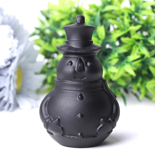 3.7" Black Obsidian Snowman Crystal Carvings Best Crystal Wholesalers