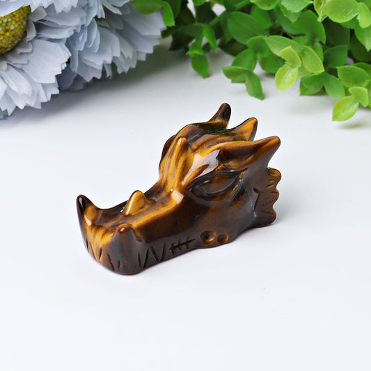 2" Tiger's Eye Dragon Head Crystal Carvings Best Crystal Wholesalers