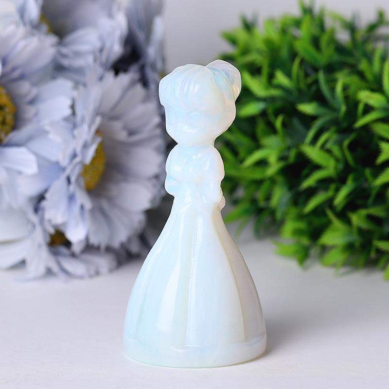 4" Wholesale Opalite Princess Carvings for Decoration Cartoon Bulk Best Crystal Wholesalers