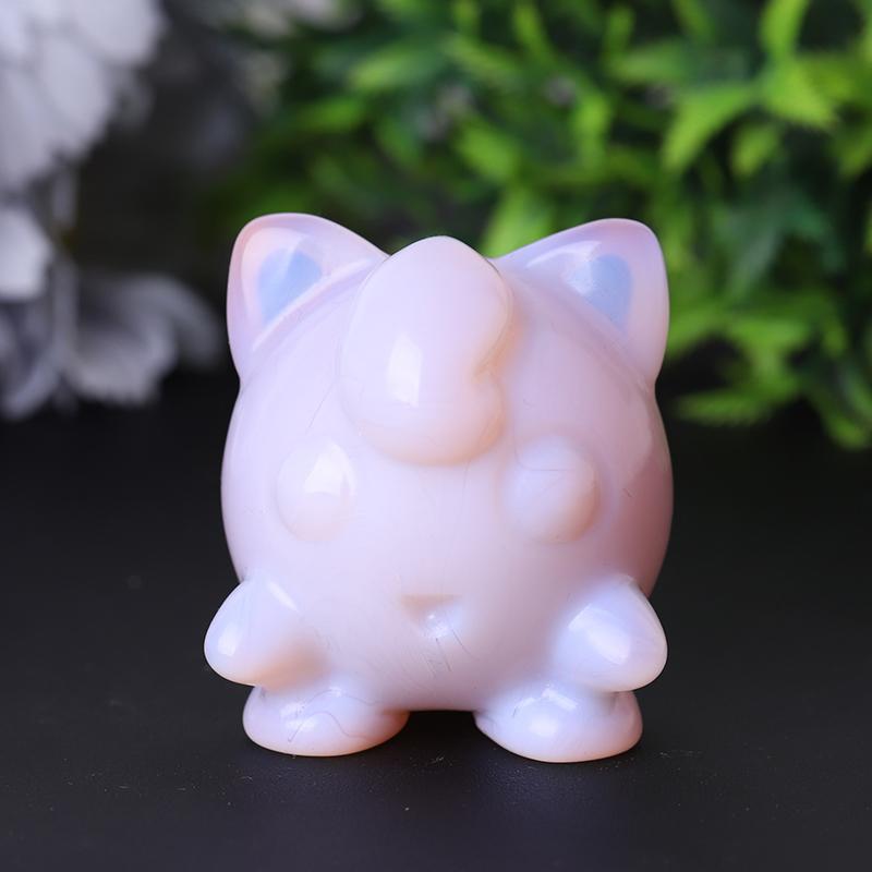 2" Pink Opalite Jigglypuff Carving Figurine Healing Decoration Cartoon Bulk Best Crystal Wholesalers