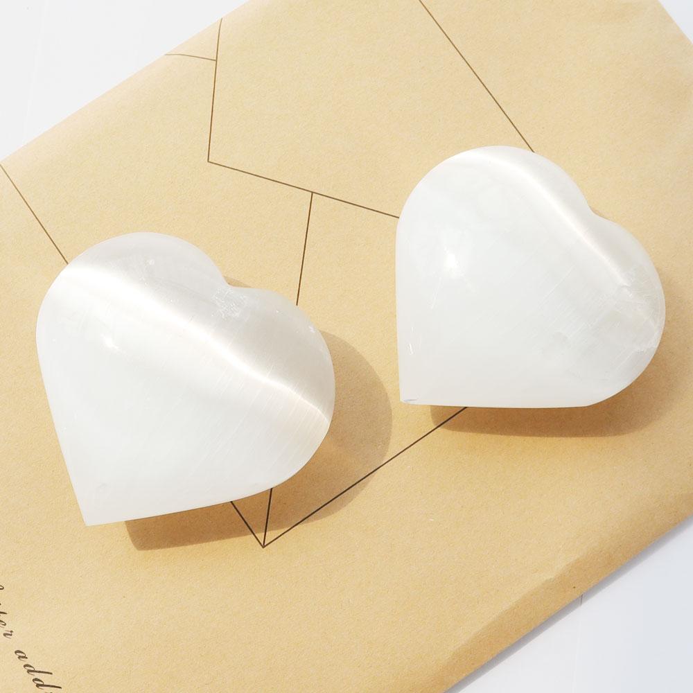 Natural Polished White Selenite Carved Heart Best Crystal Wholesalers