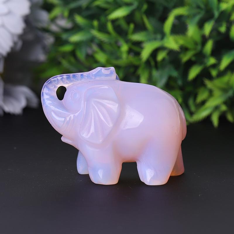 3" Pink Opalite Elephant Crystal Carvings Animal Bulk Best Crystal Wholesalers