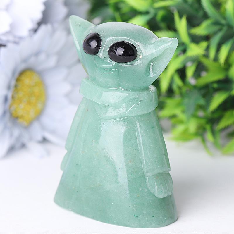 3" Green Aventurine Baby Yoda Master Crystal Carvings Cartoon Bulk Best Crystal Wholesalers