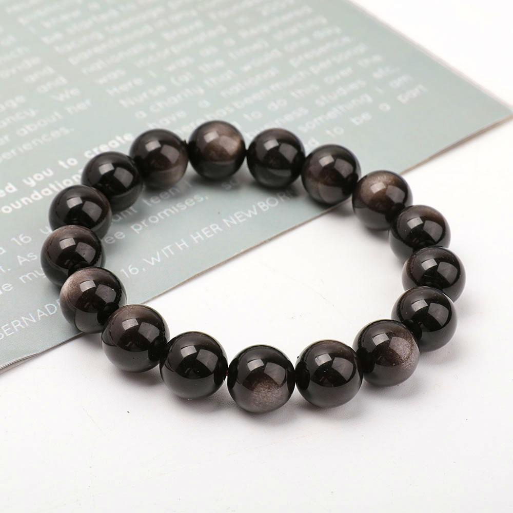 12mm Silver Obsidian Bracelet Best Crystal Wholesalers