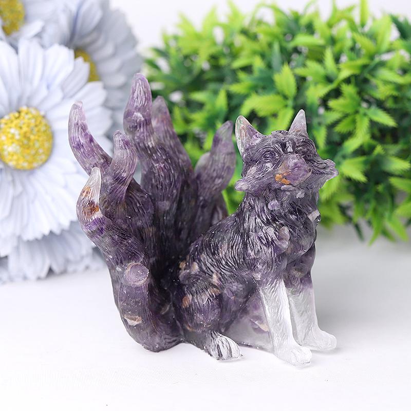 4" Nine-tail Fox Crystal Resin Carvings Best Crystal Wholesalers