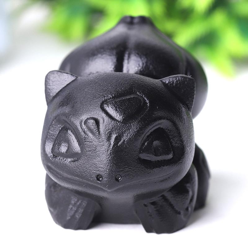 2" Black Obsidian Bulbasaur Crystal Carvings Cartoon Bulk Best Crystal Wholesalers