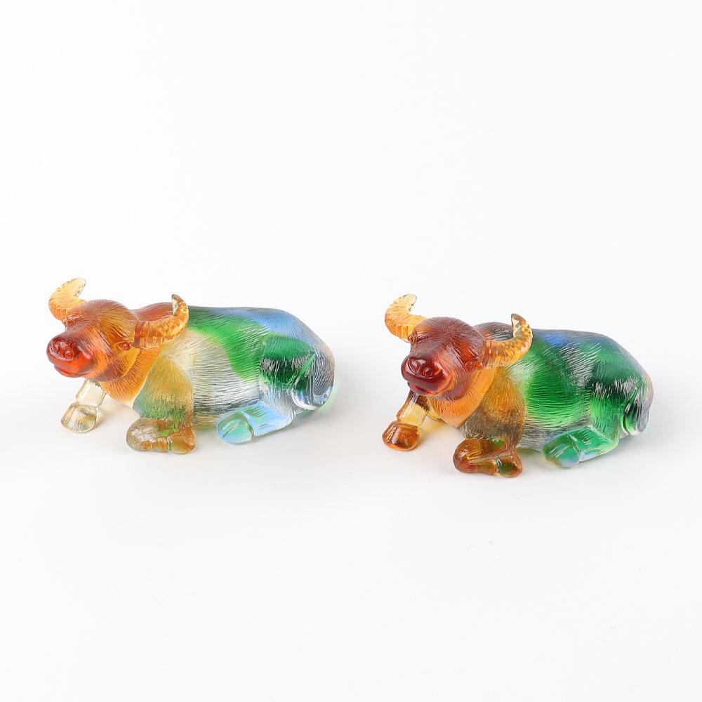 Handmade Colored Glaze Liuli Buffalo Crystal Carvings Best Crystal Wholesalers