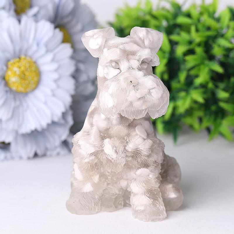 4.2" Crystal Chips Resin Schnauzer Carving for Decoration Best Crystal Wholesalers