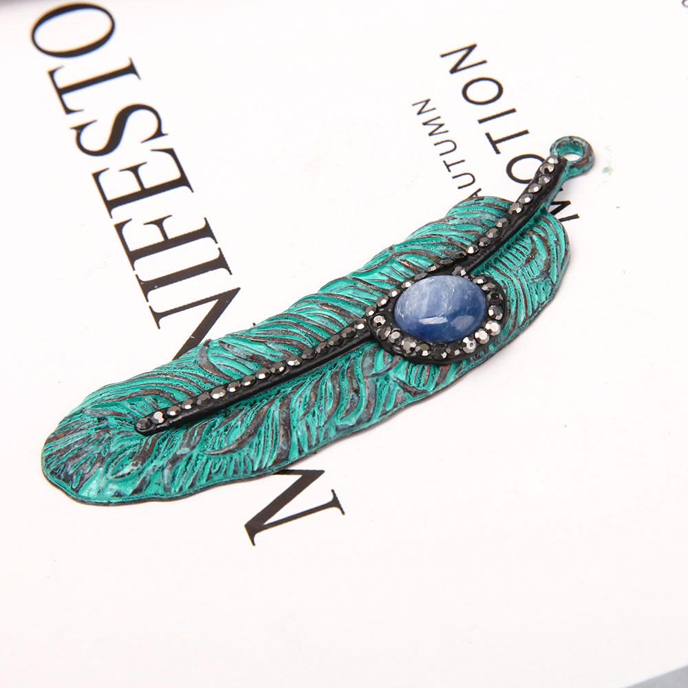 Metal Feather Shape Pendant with Kyanite Best Crystal Wholesalers