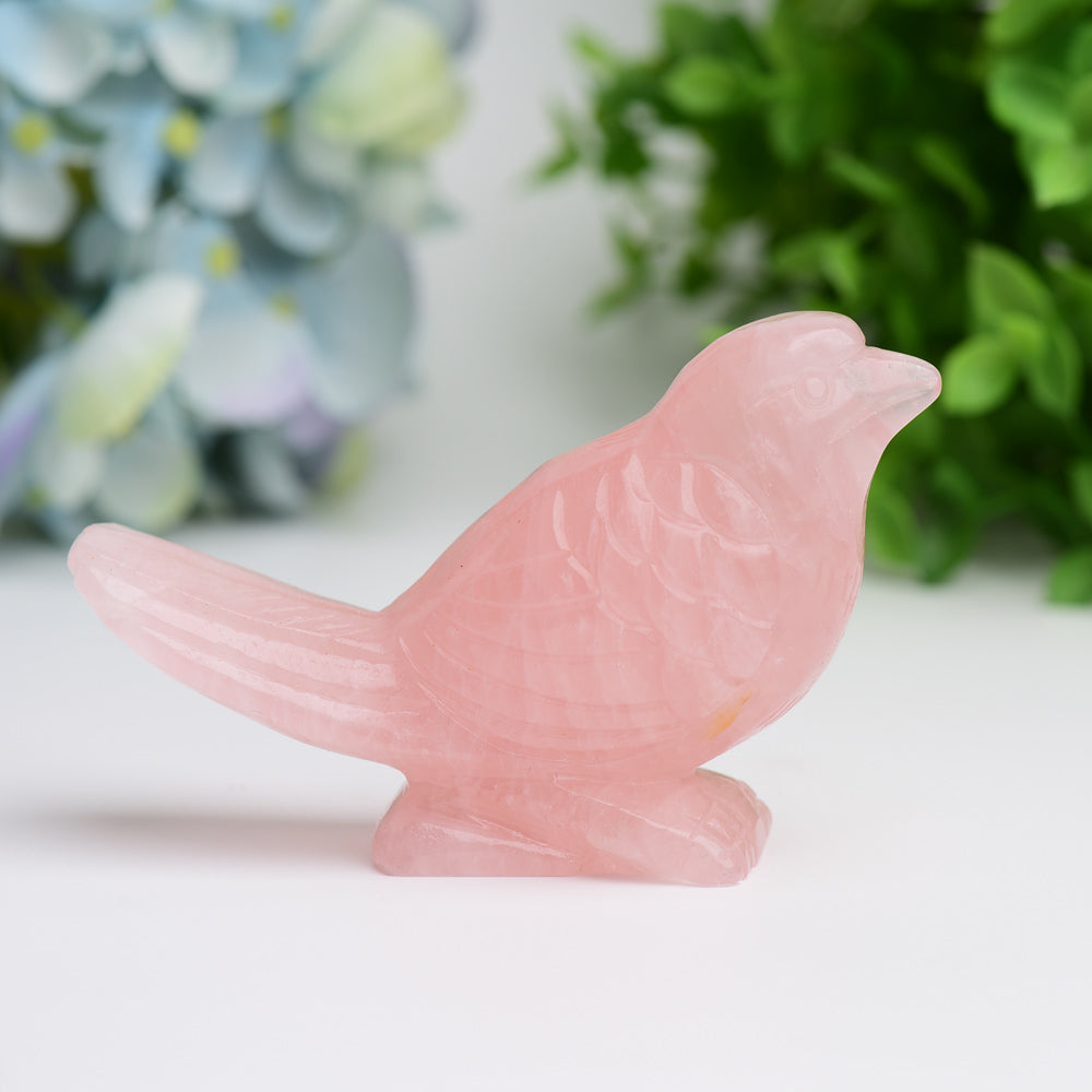 3.5" Rose Quartz Bird Crystal Carving Bulk WholesaleBest Crystal Wholesalers