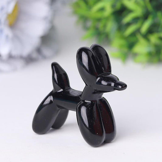 2.5" Black Obsidian Balloon Dog Crystal Carvings Animal Bulk Best Crystal Wholesalers