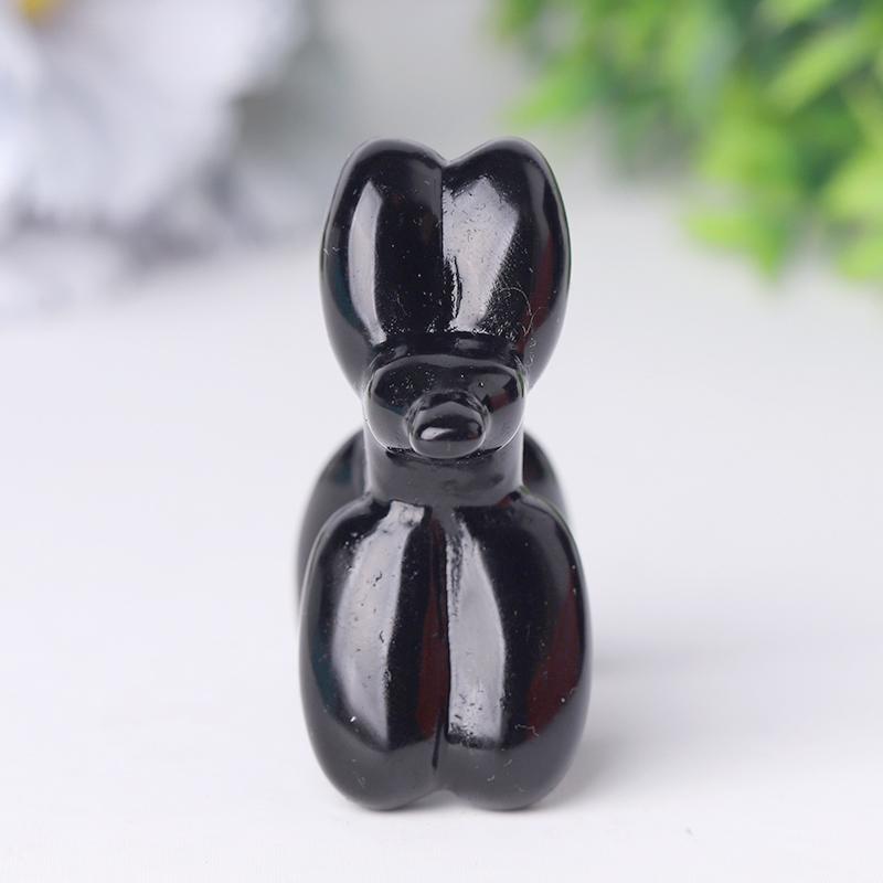 2.5" Black Obsidian Balloon Dog Crystal Carvings Animal Bulk Best Crystal Wholesalers