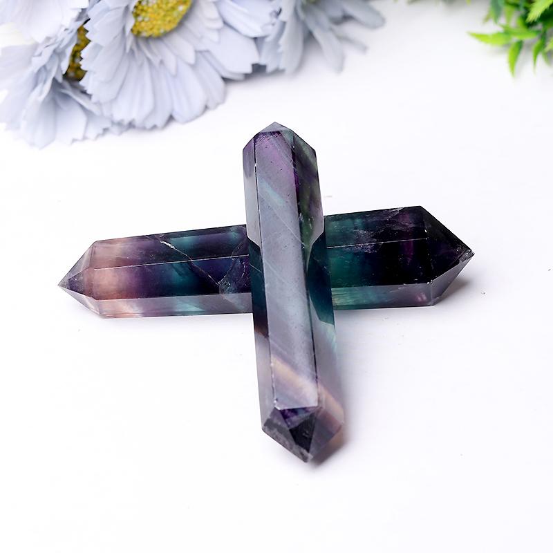 Natural Rainbow Fluorite Double Towers Points Bulk Crystal Double Towers For Decoration For Gift Best Crystal Wholesalers