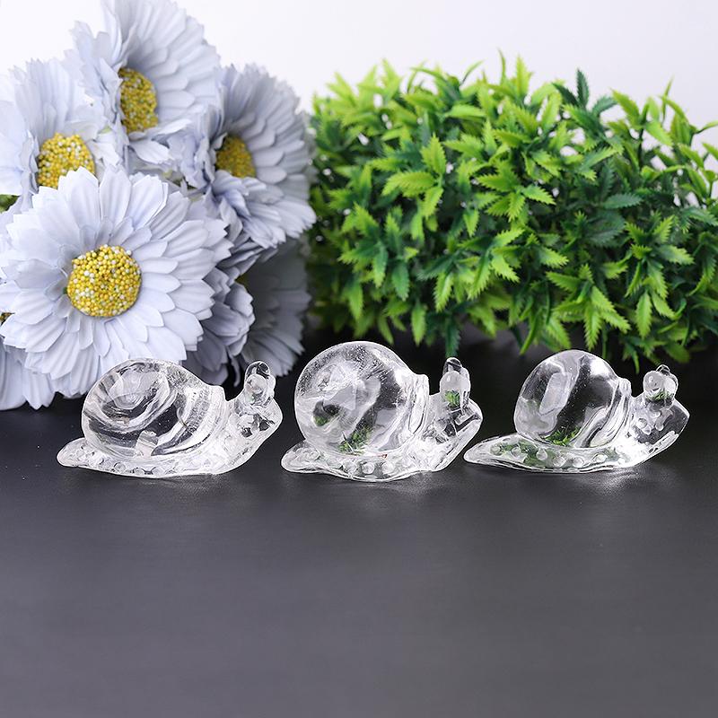 3" Clear Quartz Snail Crystal Carvings Animal Bulk Best Crystal Wholesalers