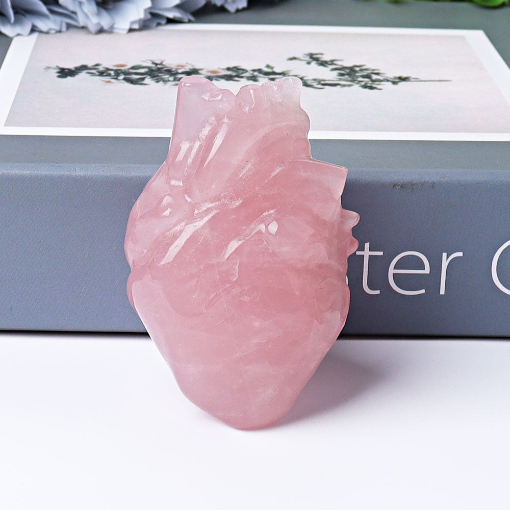 2.6" Rose Quartz Heart Crystal Carvings Best Crystal Wholesalers