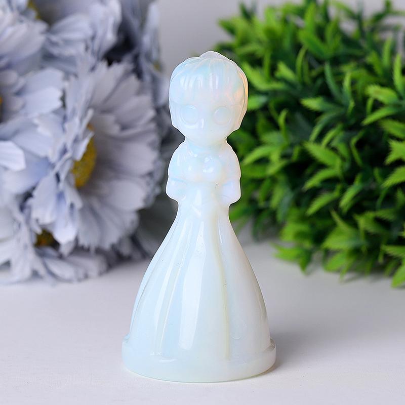 4" Wholesale Opalite Princess Carvings for Decoration Cartoon Bulk Best Crystal Wholesalers