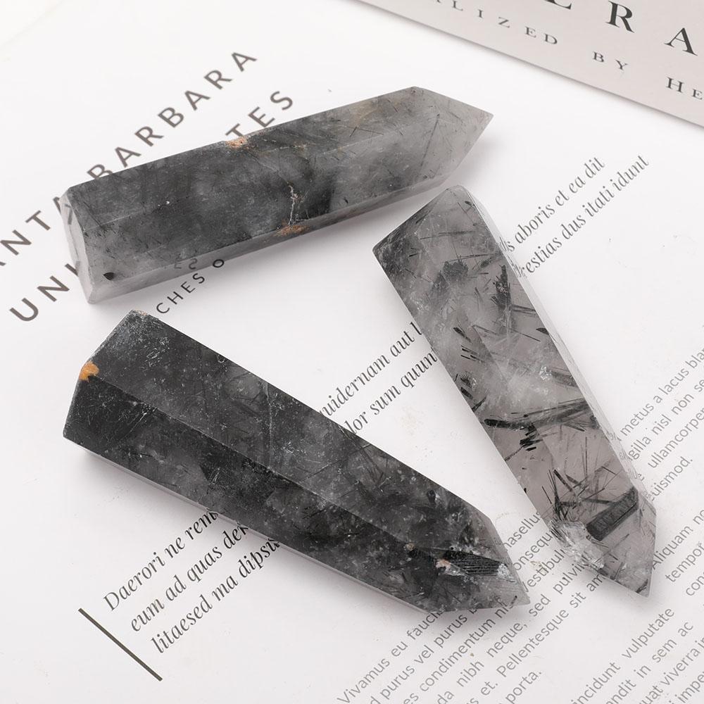 Set of 3 Black Tourmaline Crystal Towers Points Bulk Best Crystal Wholesalers