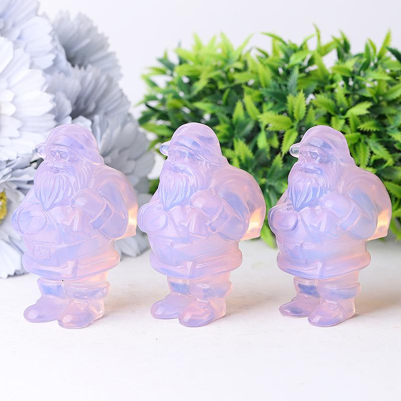 3" Pink Opalite Santa Claus Crystal Carvings for Christmas Best Crystal Wholesalers