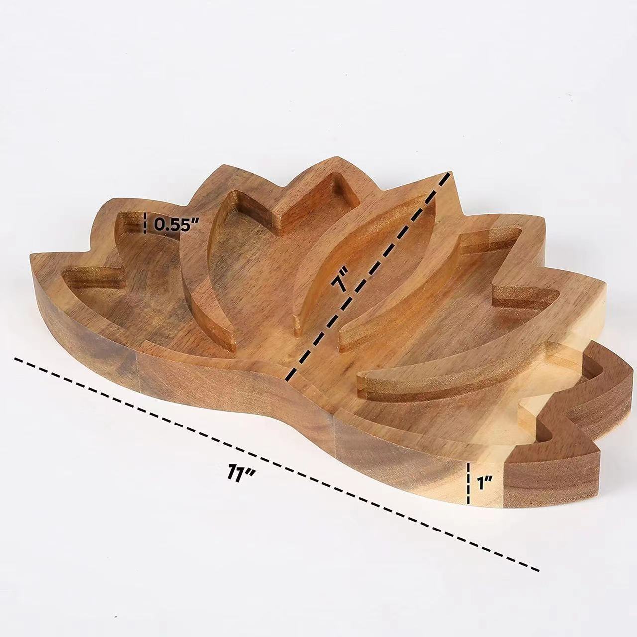 11.0" Wooden Stand Lotus Flower Shape Display Plate Bulk Wholesale