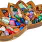 11.0" Wooden Stand Lotus Flower Shape Display Plate Bulk Wholesale