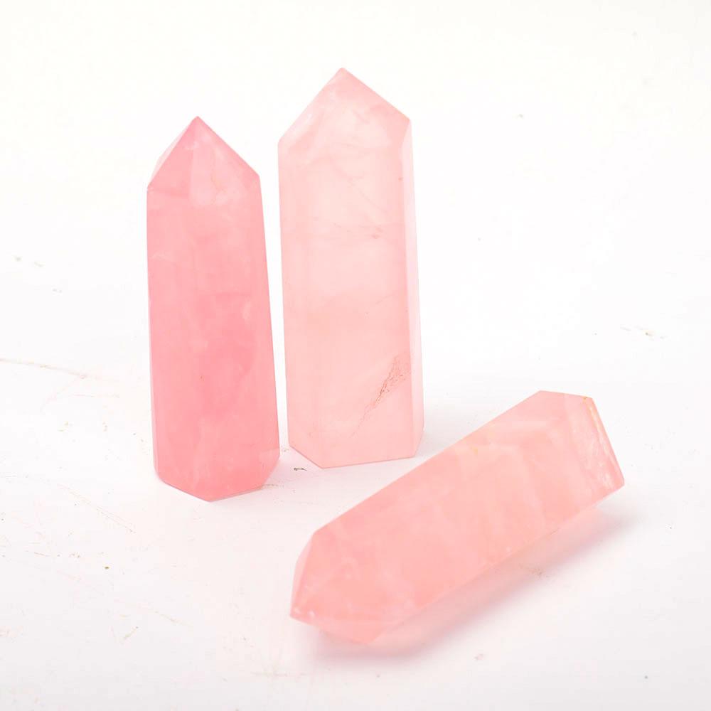 Set of 3 Rose Quartz Towers Points Bulk Best Crystal Wholesalers