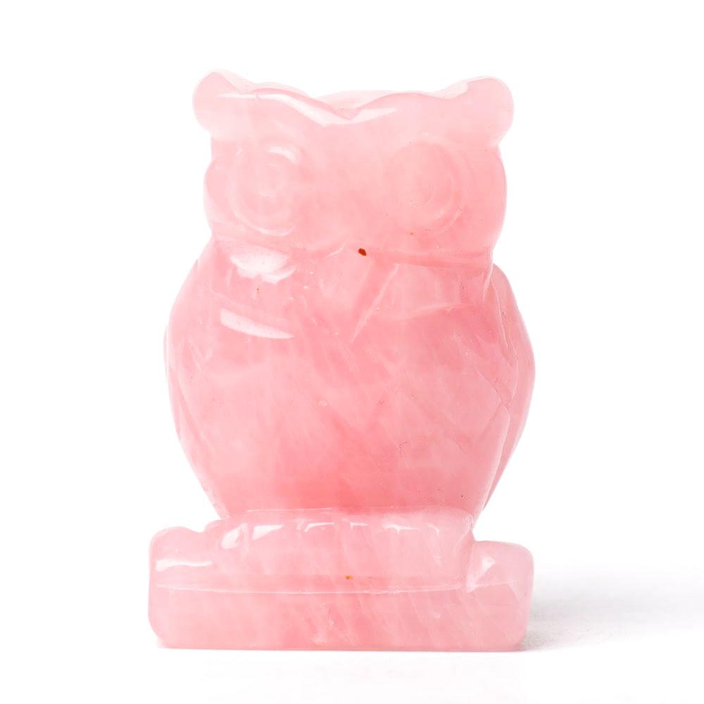 2.0" Rose Quartz Owl Figurine Crystal Carvings Animal Bulk Best Crystal Wholesalers