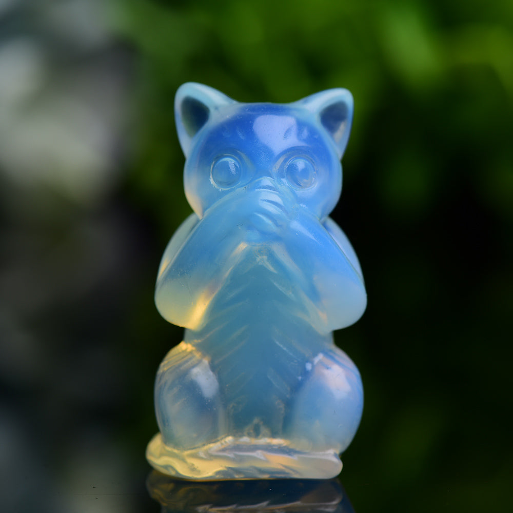 1.9" Opalite Cat 'Hear No Evil, Speak No Evil, See No Evil' Crystal Carving Animal Cartoon Bulk Best Crystal Wholesalers