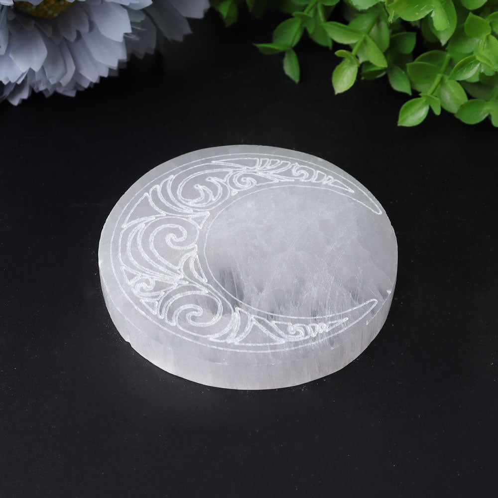 3.2" Selenite Coaster with Printing Best Crystal Wholesalers