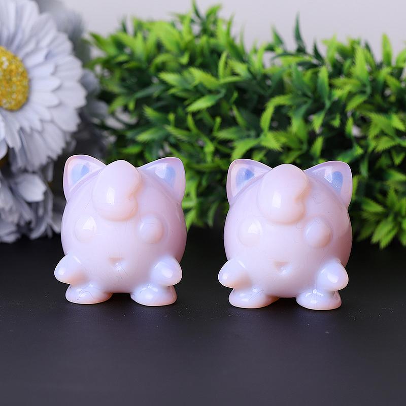 2" Pink Opalite Jigglypuff Carving Figurine Healing Decoration Cartoon Bulk Best Crystal Wholesalers