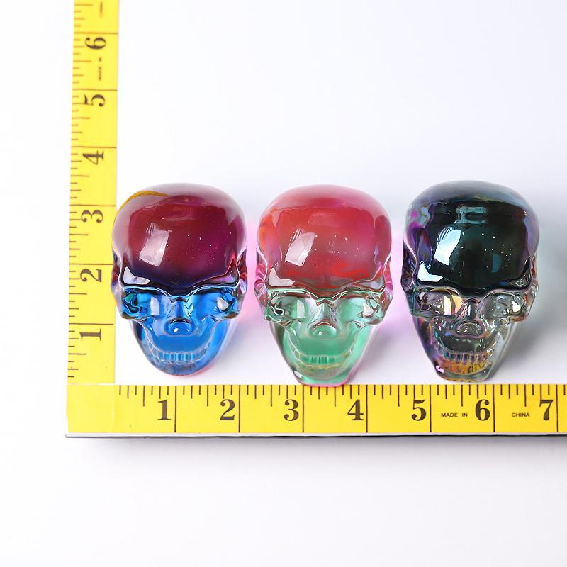 3" Aura Glass Skull Crystal Carvings Best Crystal Wholesalers