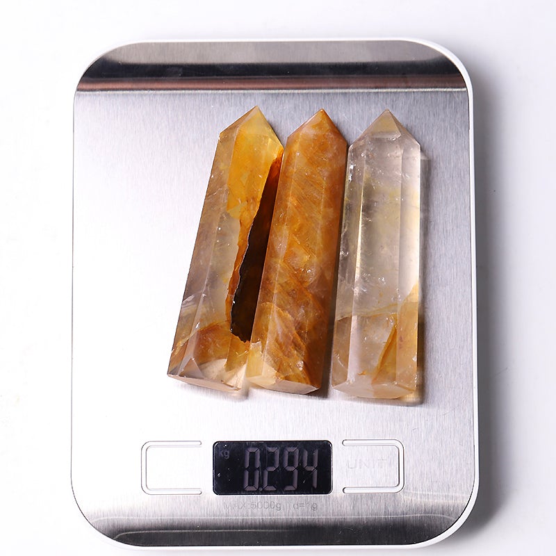 3.5" Set of 3 Golden Healer Towers Points Bulk  Best Crystal Wholesalers