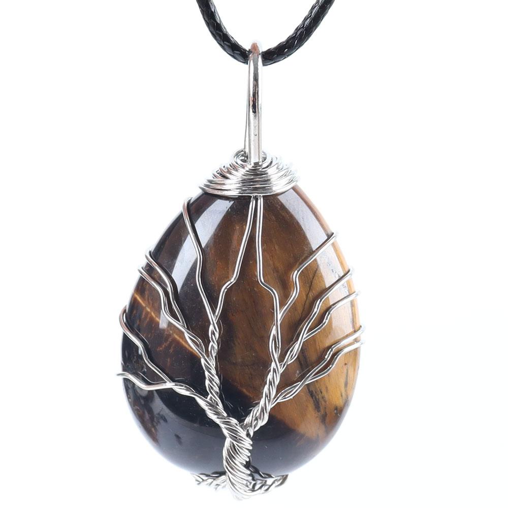 Teardrop Shape Crystal Stone Wire Wrapped Copper Tree of Life Chakra Pendant Best Crystal Wholesalers