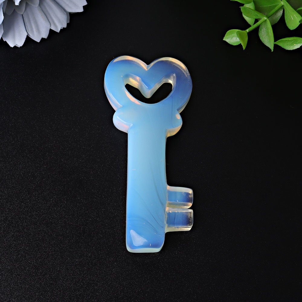 3.5" Opalite Heart Key Crystal Carvings Model Bulk Best Crystal Wholesalers