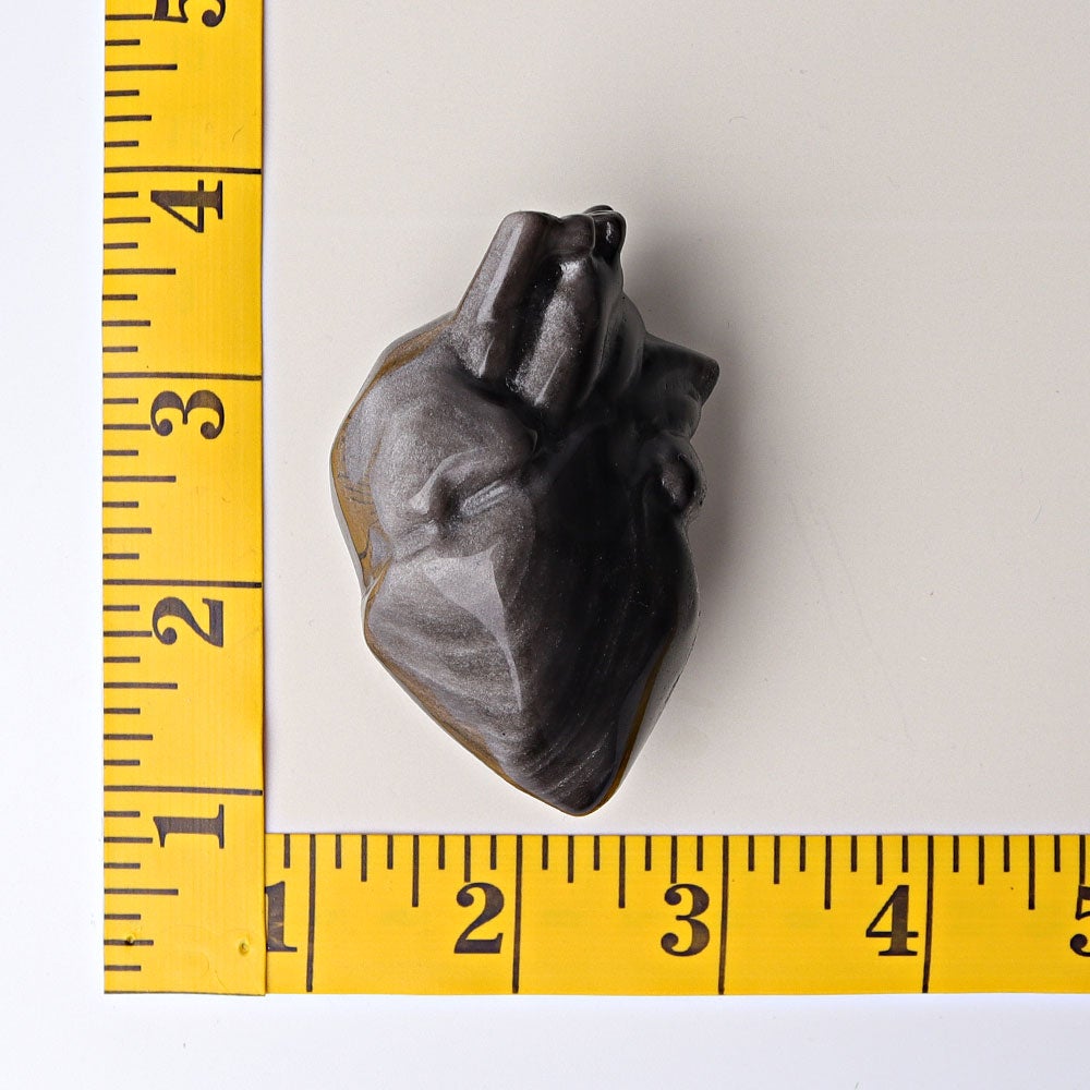 2.7" Silver Obsidian Heart Crystal Carvings Best Crystal Wholesalers