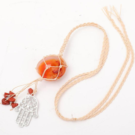 Straw Rope Wrapped Carnelian Stone Adjustable Necklace Best Crystal Wholesalers