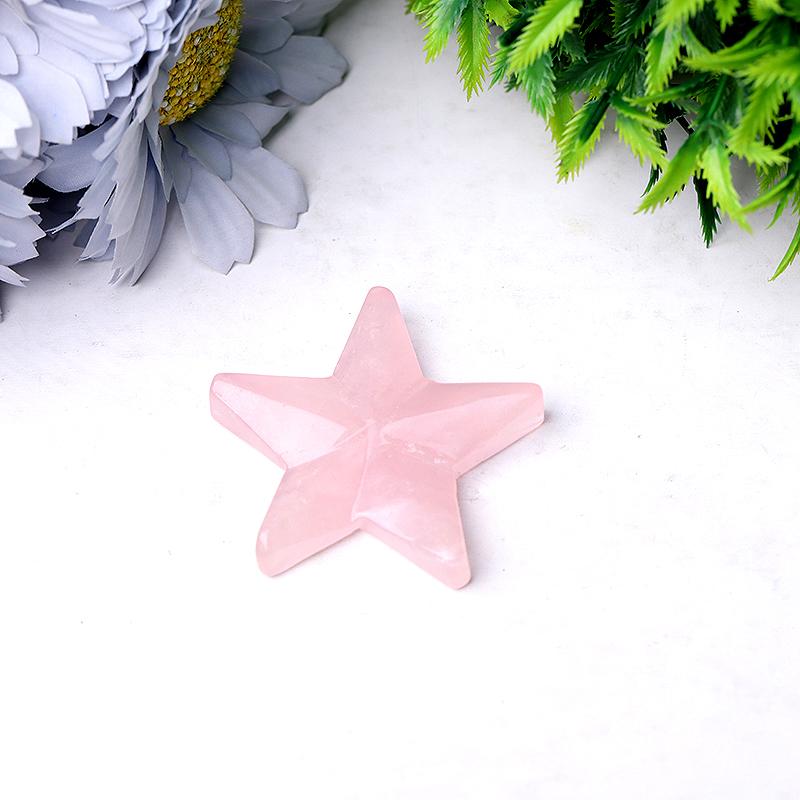 2" Rose Quartz Star Crystal Carvings Best Crystal Wholesalers