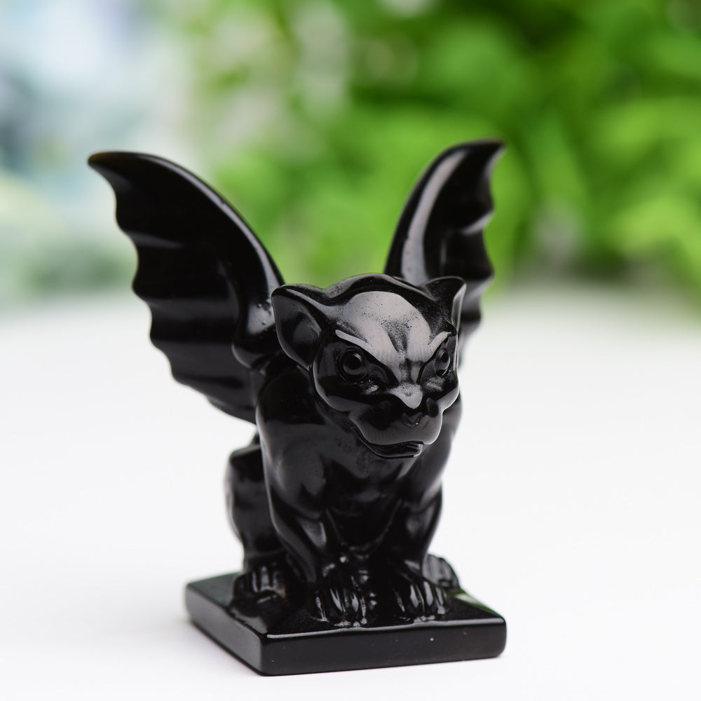 2.2" Black Obsidian Gargoyle Crystal Carving Cartoon Bulk Best Crystal Wholesalers