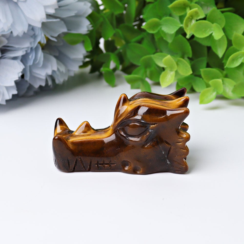 2" Tiger's Eye Dragon Head Crystal Carvings Best Crystal Wholesalers