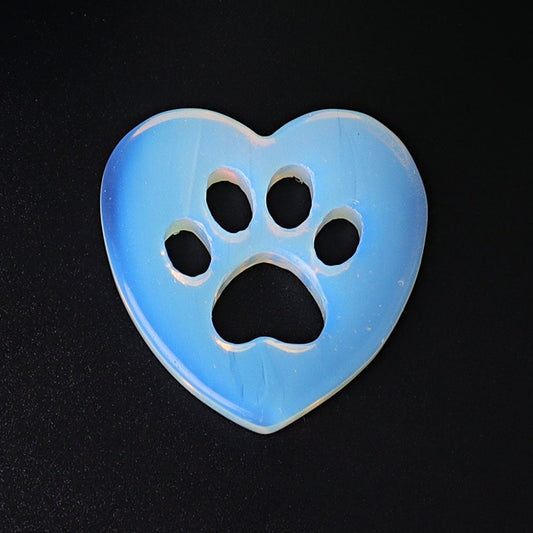 1.9" Opalite Heart with Cat Paw Crystal Carvings Best Crystal Wholesalers