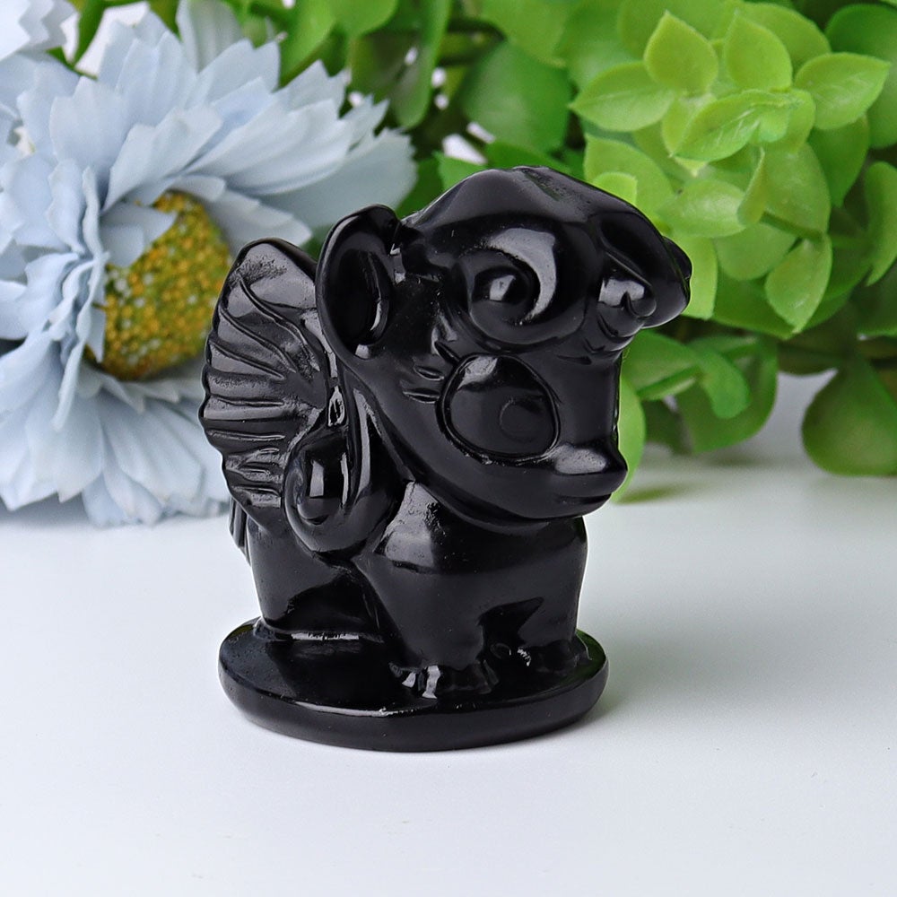 2.3" Black Obsidian Unicorn Crystal Carvings Animal Bulk Best Crystal Wholesalers