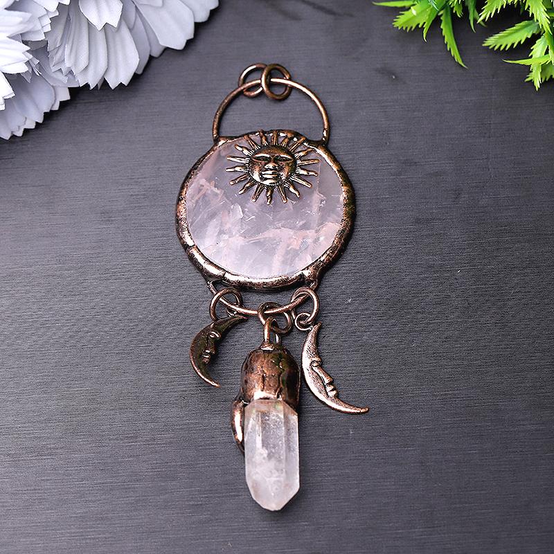 Rose Quartz with Clear Quartz Kyanite Pendant for Jewelry DIY Best Crystal Wholesalers