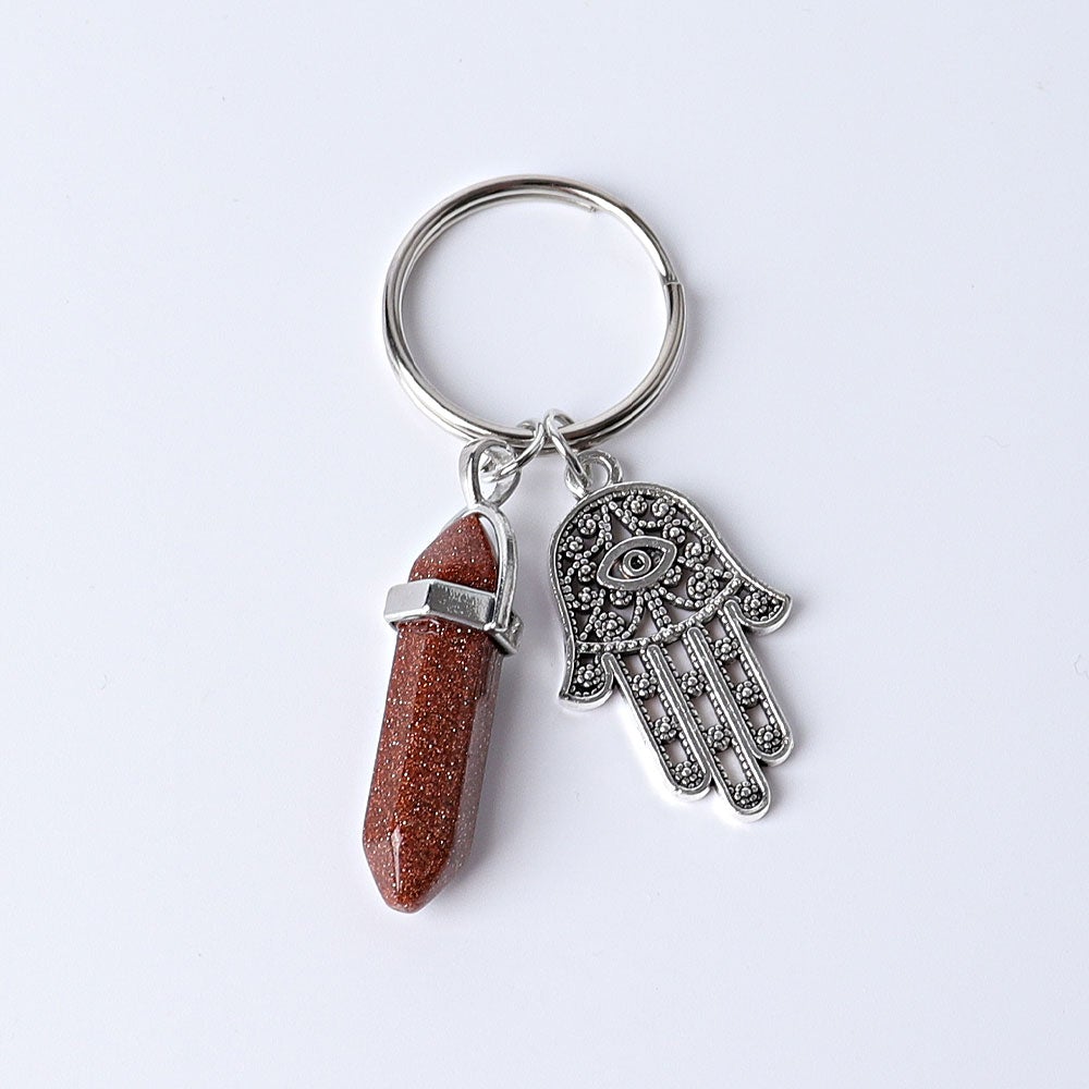 2.5“ Double Terminated Point with Devil's Eye Hand Key Chain for DIY Best Crystal Wholesalers