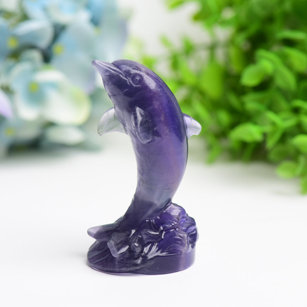 3.5" Fluorite Dolphin Crystal Carving Free Form Bulk WholesaleBest Crystal Wholesalers