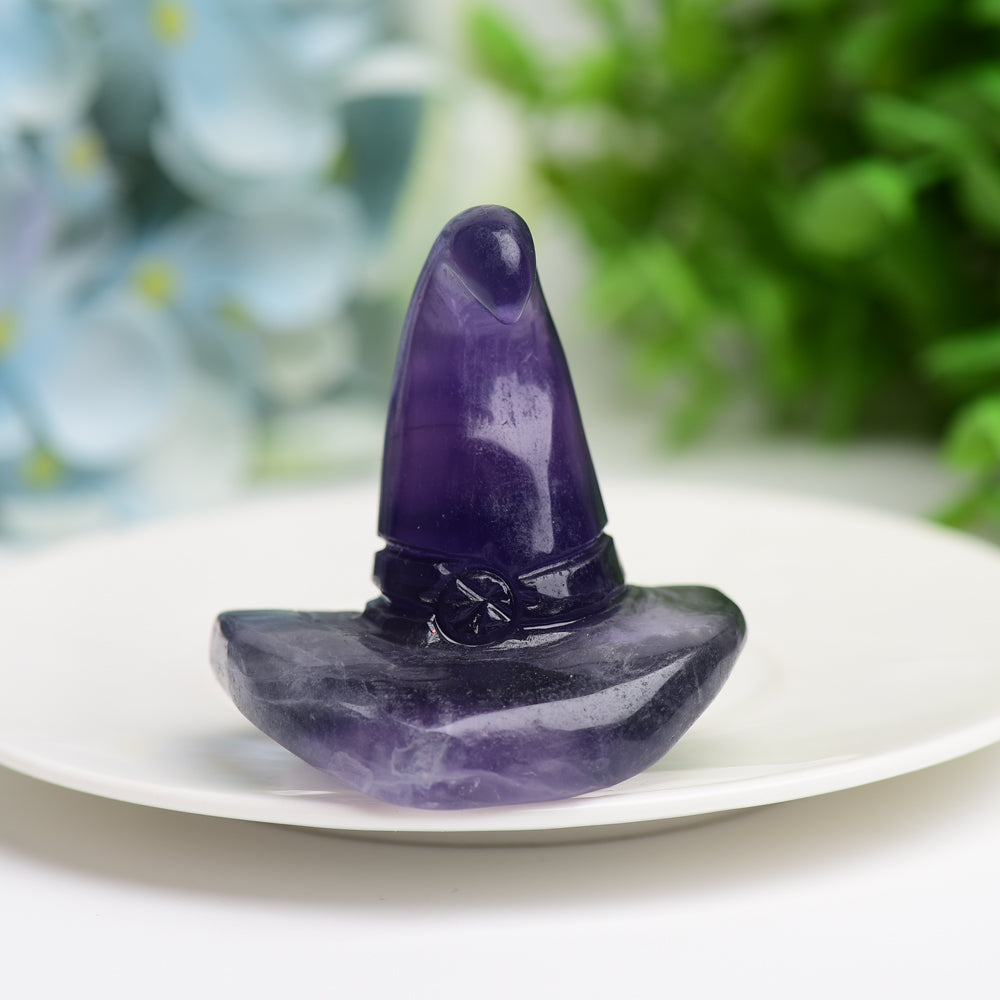 2.0" Fluorite Witch's Hat for Halloween Carvings Cartoon Model Bulk Best Crystal Wholesalers